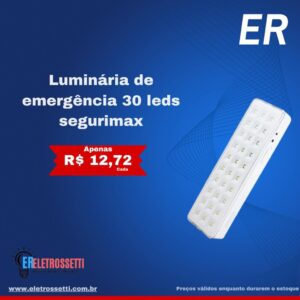 R$ 12,72 - Luminária de Emergência 30 Leds Segurimax